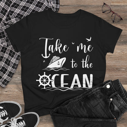 Take Me to the Ocean Nautical Cruise Ship Anchor Wheel Shirt Ladies Tee - View 4 - Best Cruise Shirts