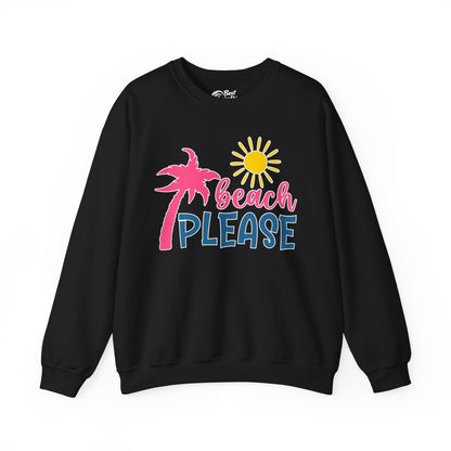 Beach Please Shirt - Tropical Palm Tree and Sun Funny Summer Tee Sweatshirt - Best Cruise Shirts