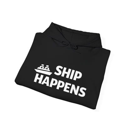 Ship Happens Funny Cruise Shirt With Bold Graphic Ship Pun Design Hoodie - View 4 - Best Cruise Shirts