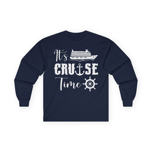 It’s Cruise Time Shirt - Nautical Ship Anchor Wheel Bold Graphic Long Sleeve - Best Cruise Shirts