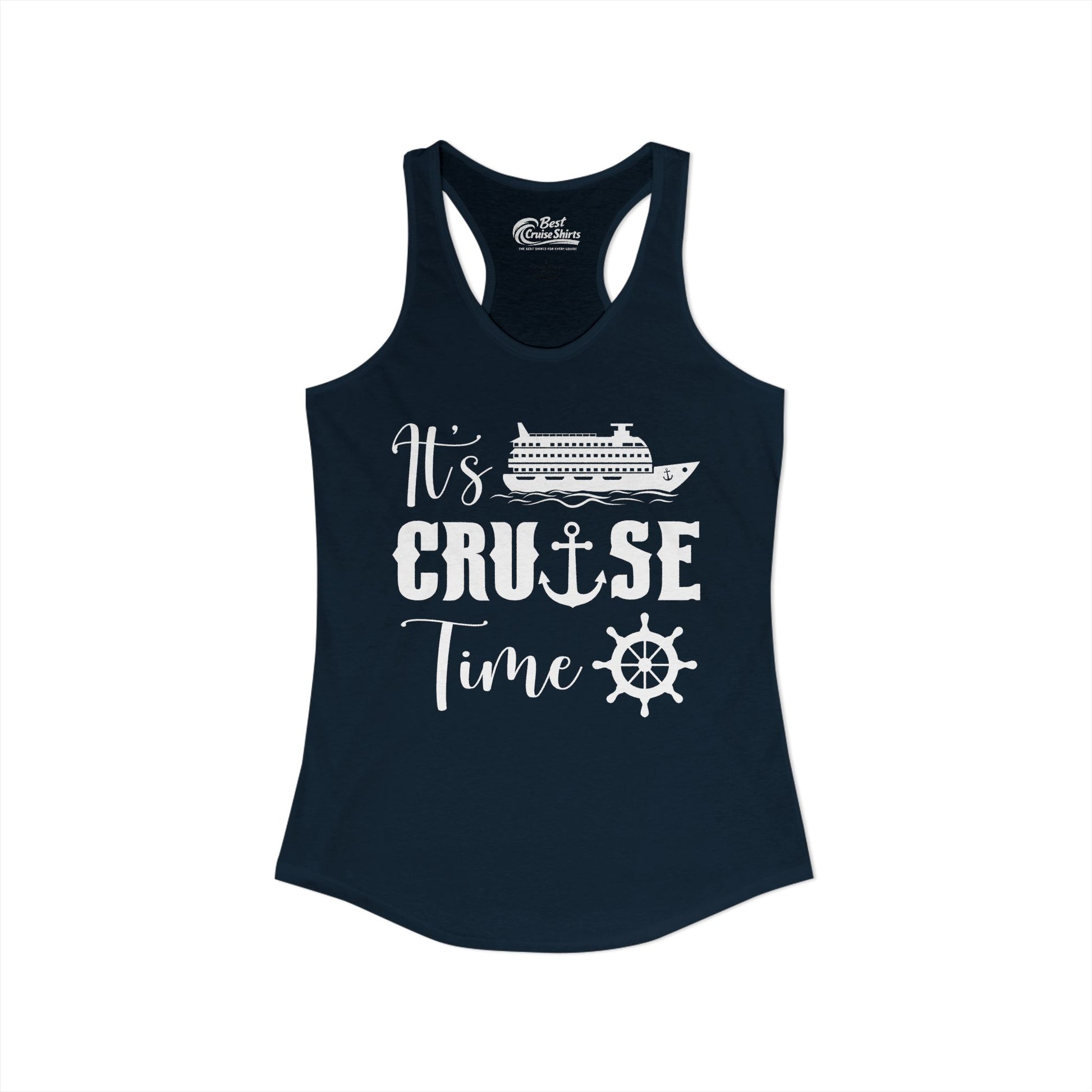 It’s Cruise Time Shirt - Nautical Ship Anchor Wheel Bold Graphic Ladies Tank - View 28 - Best Cruise Shirts