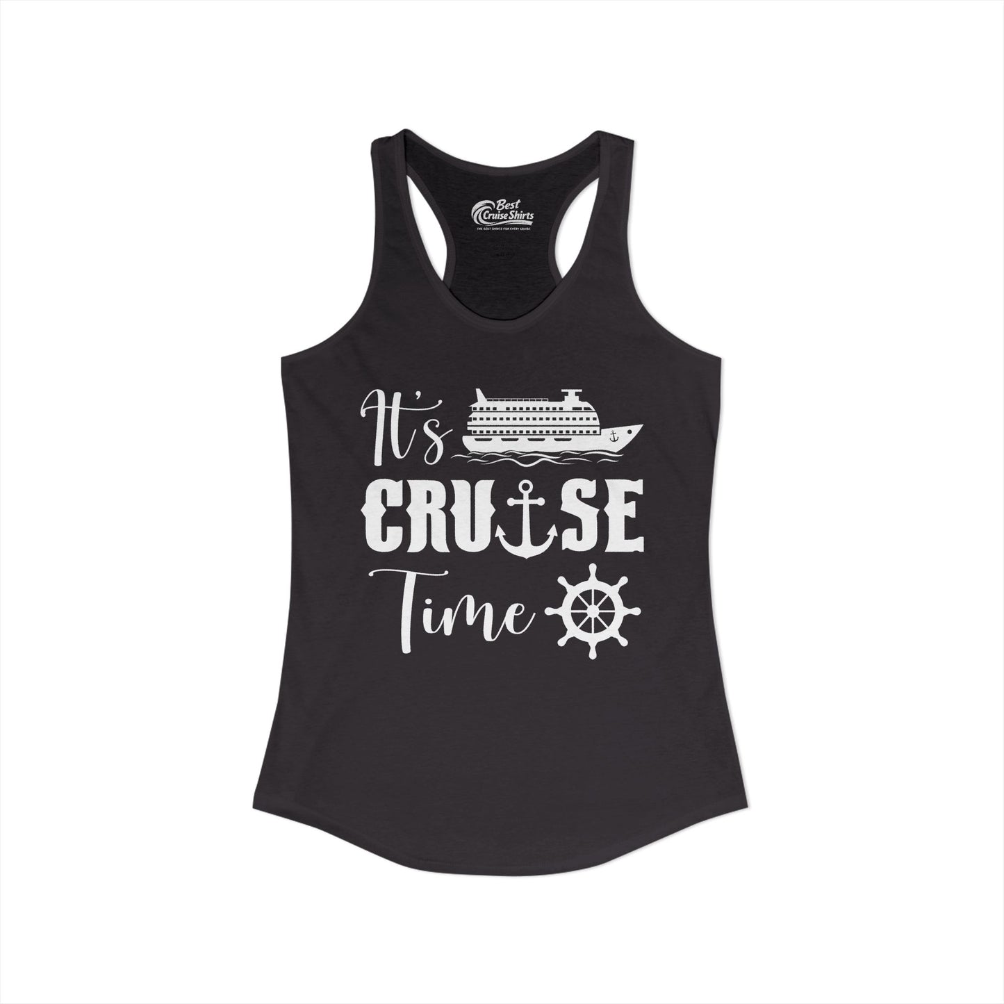 It’s Cruise Time Shirt - Nautical Ship Anchor Wheel Bold Graphic Ladies Tank - View 10 - Best Cruise Shirts