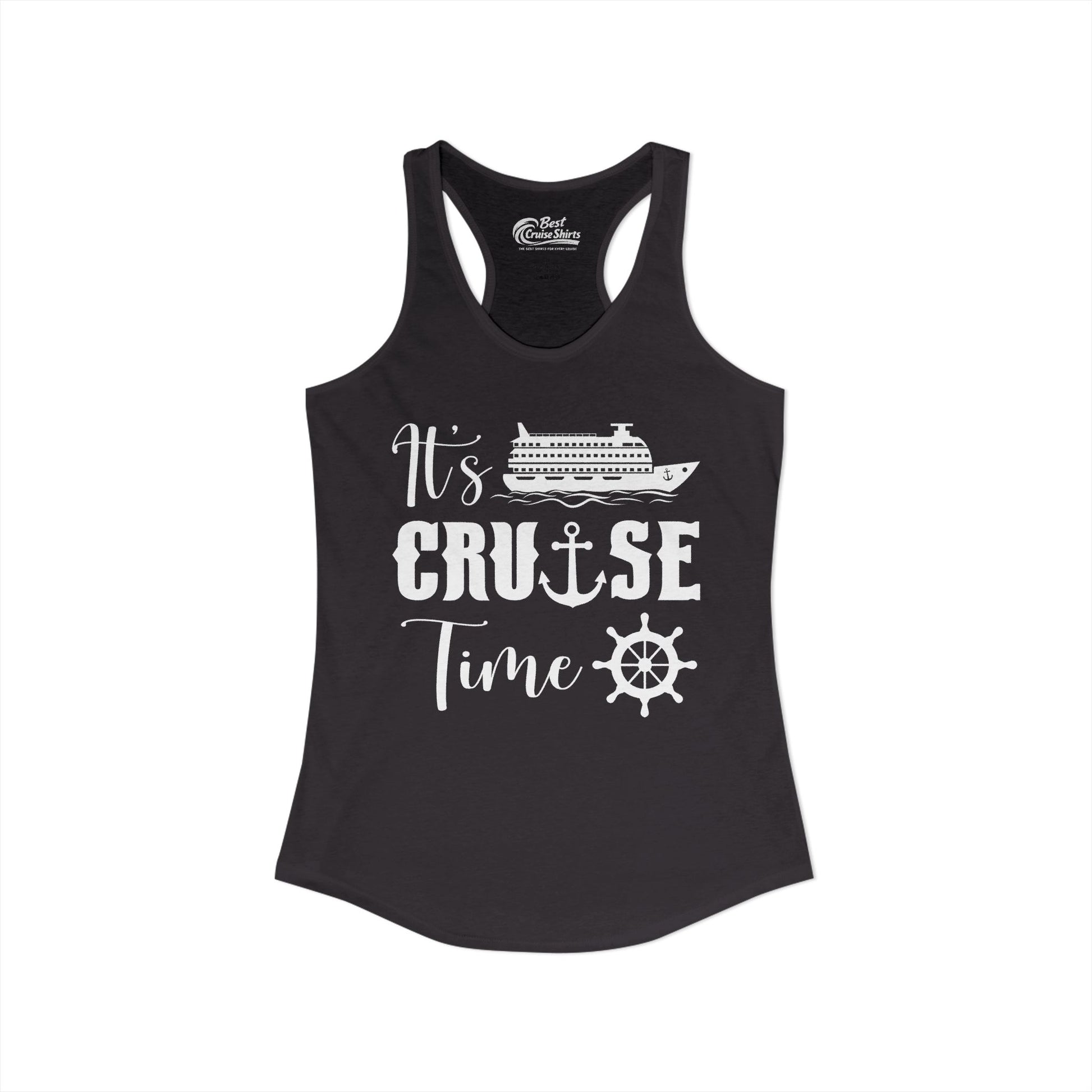 It’s Cruise Time Shirt - Nautical Ship Anchor Wheel Bold Graphic Ladies Tank - View 10 - Best Cruise Shirts