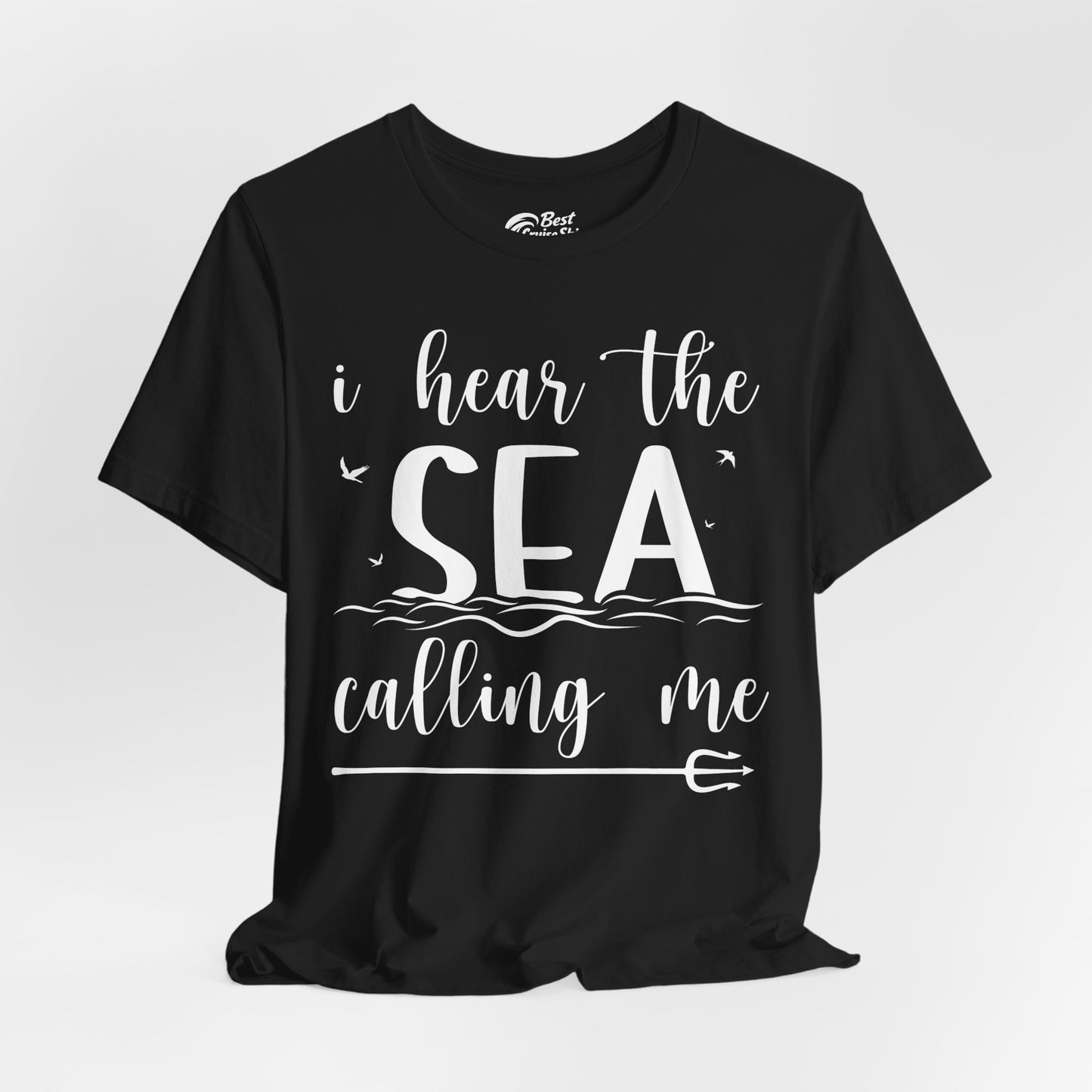 Sea Calling Nautical Beach Quote Shirt With Waves And Birds Art Premium Tee - View 4 - Best Cruise Shirts