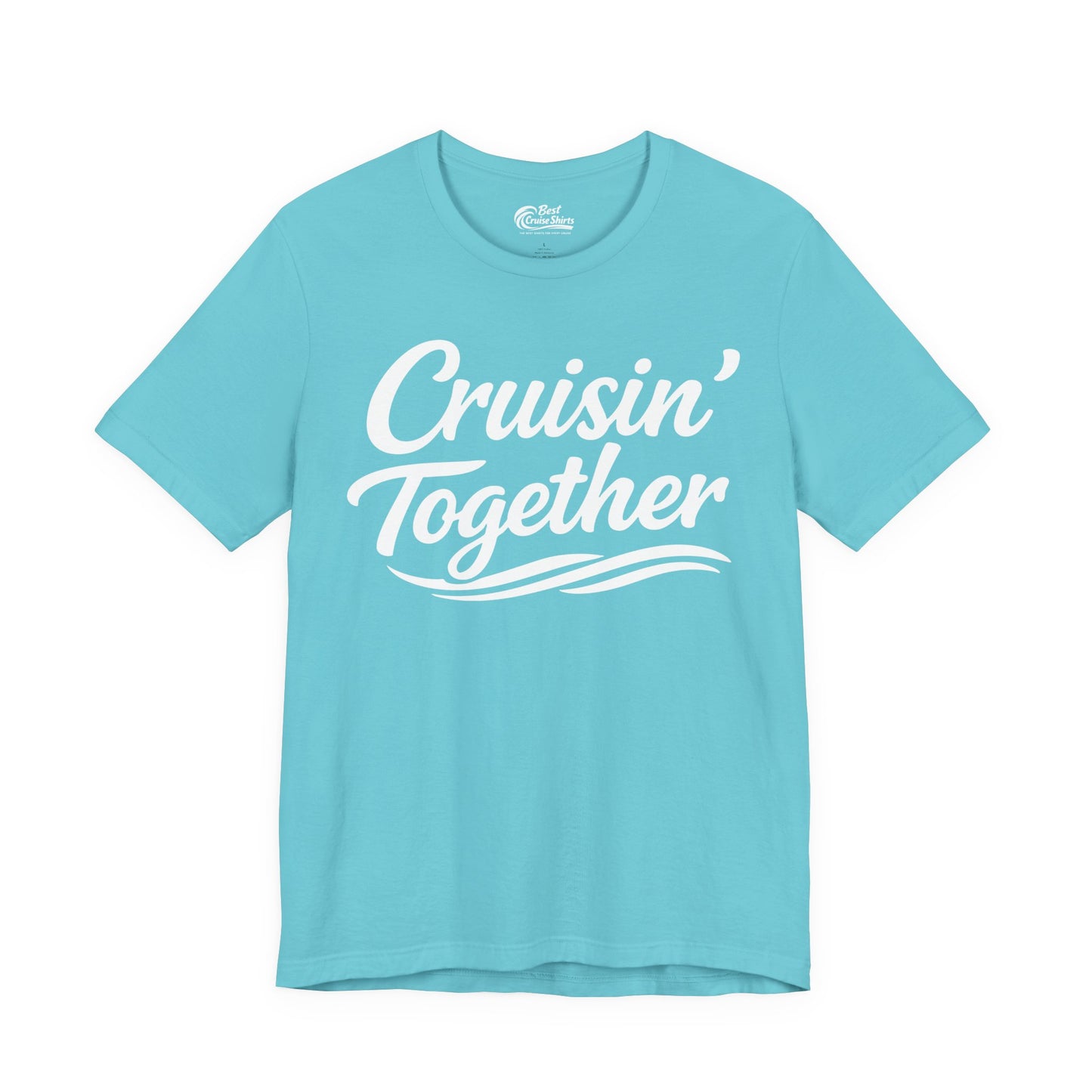Cruisin Together Group Unity Shirt with Bold Script and Wave Design Premium Tee - View 5 - Best Cruise Shirts