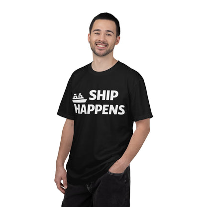 Ship Happens Funny Cruise Shirt With Bold Graphic Ship Pun Design Comfort - View 4 - Best Cruise Shirts