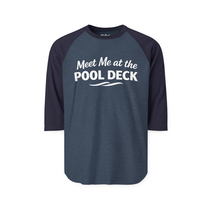 Meet Me At The Pool Deck Bold Fun Poolside Water Wave Shirt 3/4 Sleeve - Best Cruise Shirts