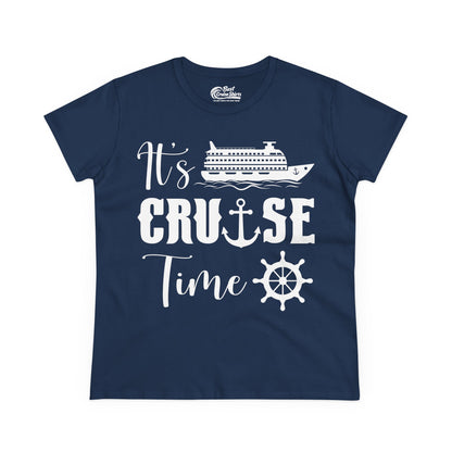 It’s Cruise Time Shirt - Nautical Ship Anchor Wheel Bold Graphic Ladies Tee - Best Cruise Shirts