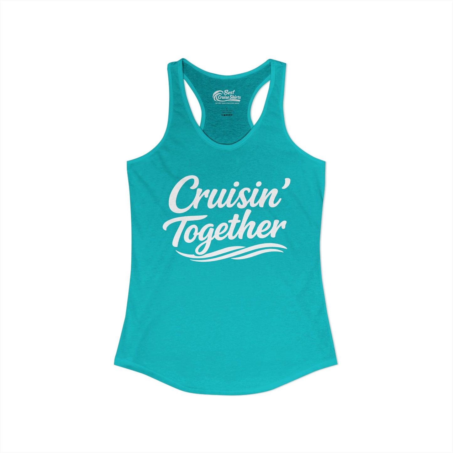Cruisin Together Group Unity Shirt with Bold Script and Wave Design Ladies Tank - View 7 - Best Cruise Shirts