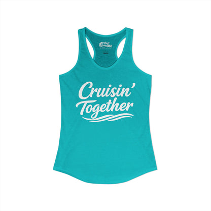 Cruisin Together Group Unity Shirt with Bold Script and Wave Design Ladies Tank - View 7 - Best Cruise Shirts