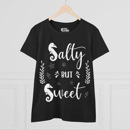 Salty But Sweet Seahorse Ocean Beach Shirt - Whimsical Summer Tee Ladies Tee - View 3 - Best Cruise Shirts