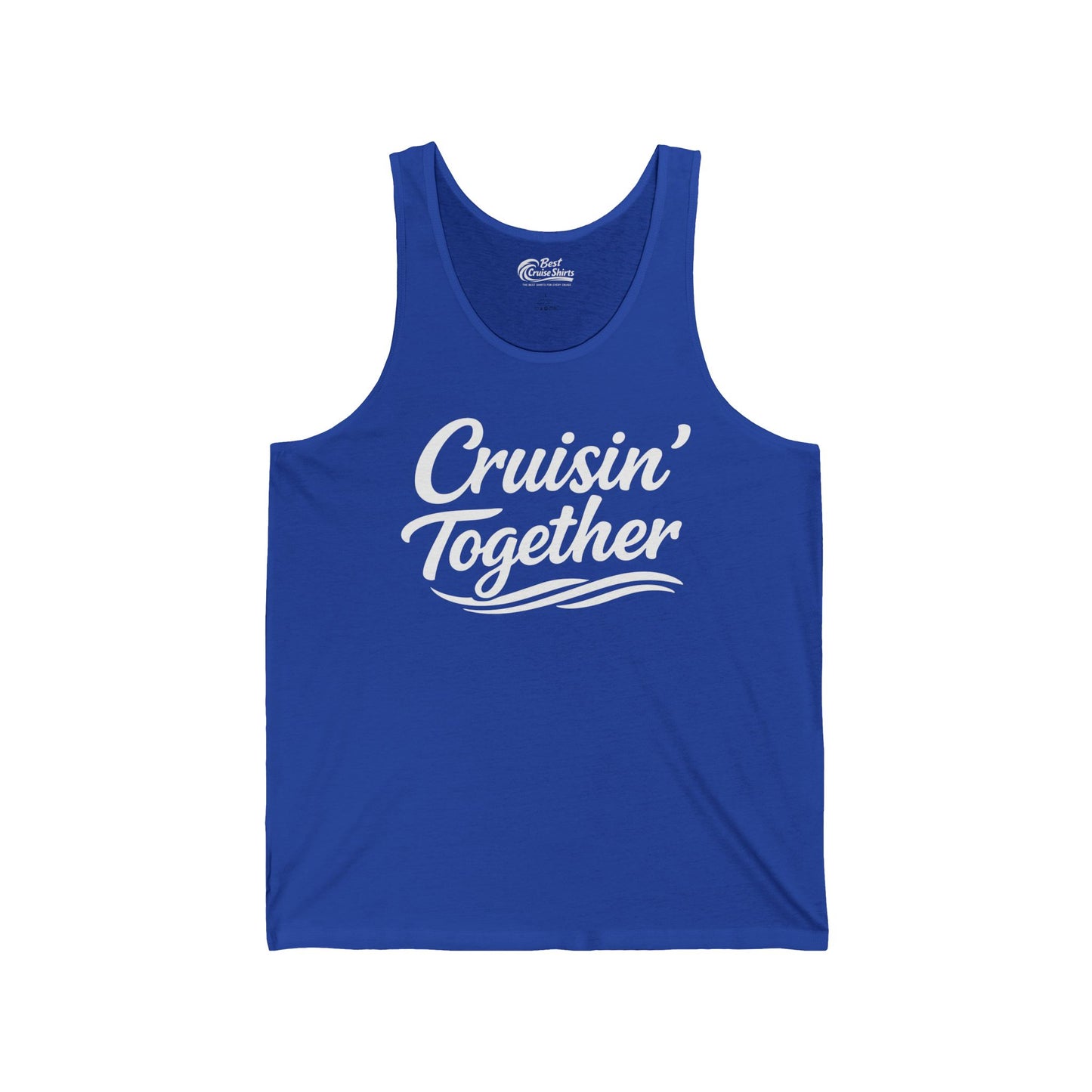 Cruisin Together Group Unity Shirt with Bold Script and Wave Design Tank Top - View 6 - Best Cruise Shirts