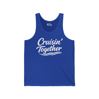 Cruisin Together Group Unity Shirt with Bold Script and Wave Design Tank Top - View 6 - Best Cruise Shirts