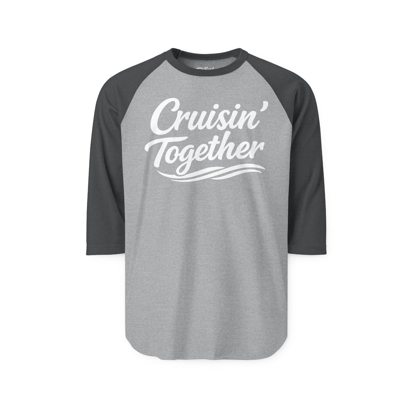 Cruisin Together Group Unity Shirt with Bold Script and Wave Design 3/4 Sleeve - Best Cruise Shirts