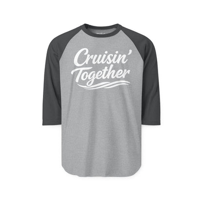 Cruisin Together Group Unity Shirt with Bold Script and Wave Design 3/4 Sleeve - Best Cruise Shirts