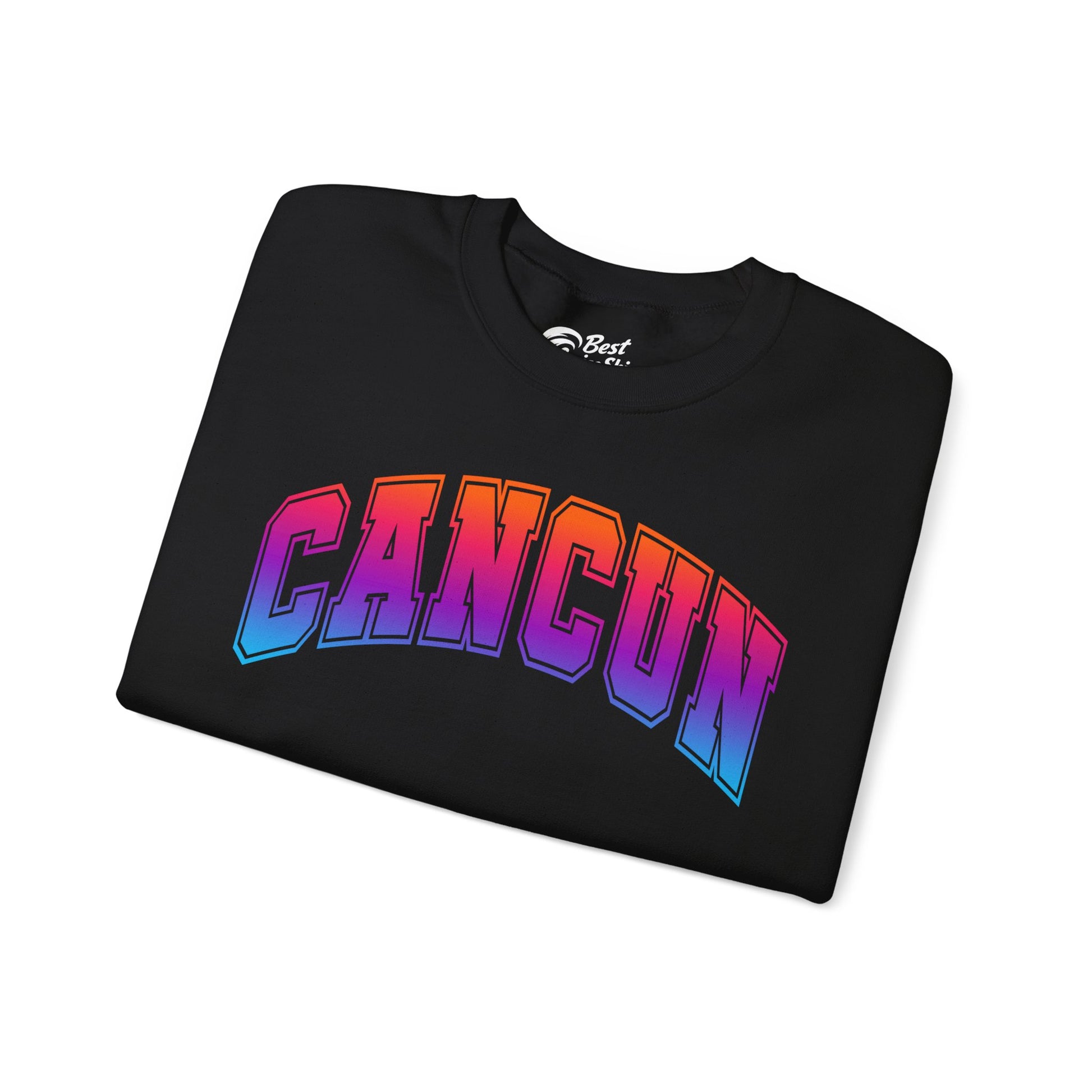 Cancun Mexico Bold Collegiate Style Shirt - Colorful Gradient Spring Break Sweatshirt - View 3 - Best Cruise Shirts