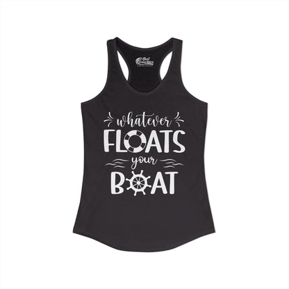 Whatever Floats Your Boat Nautical Humor Shirt With Whimsical Typography Ladies Tank - View 2 - Best Cruise Shirts