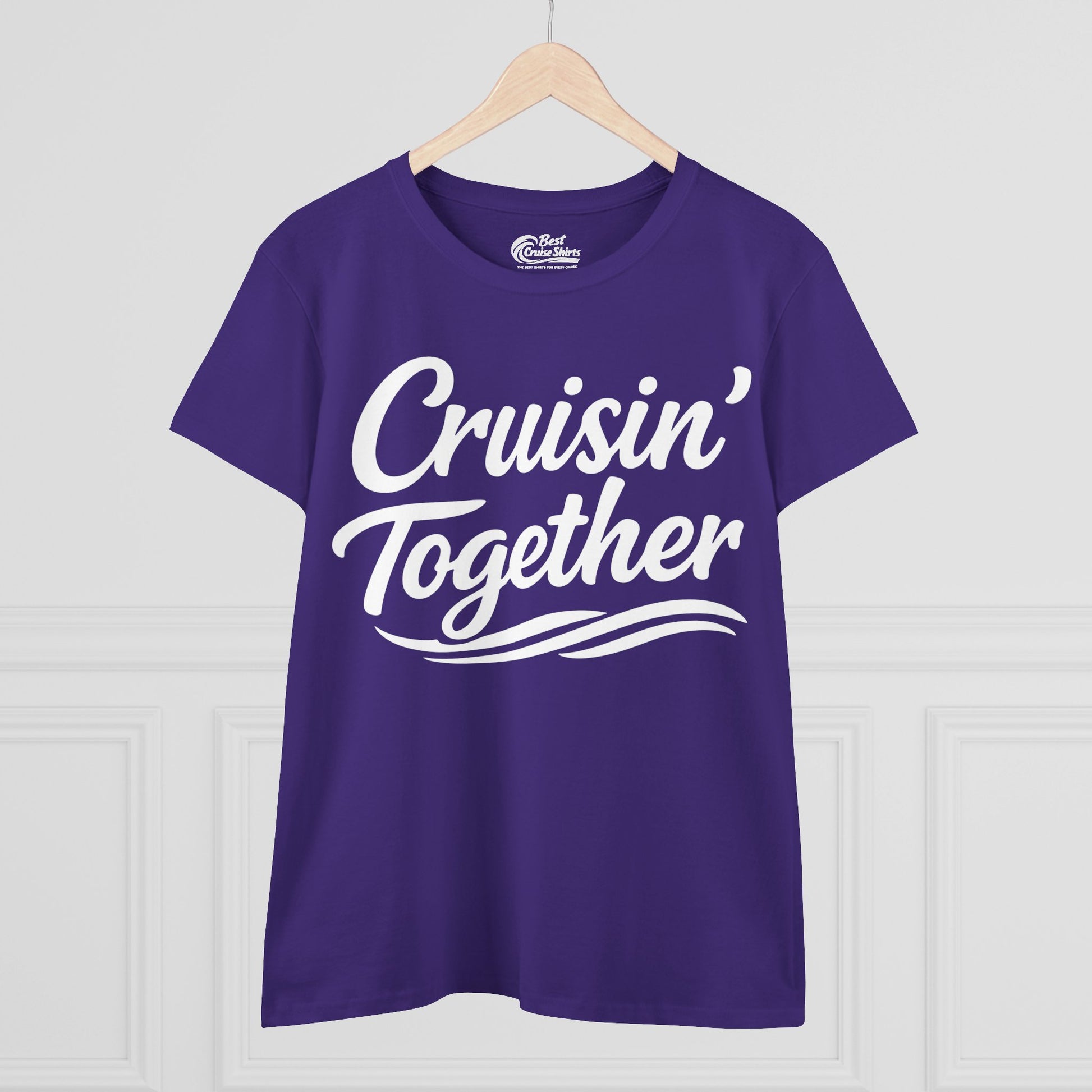Cruisin Together Group Unity Shirt with Bold Script and Wave Design Ladies Tee - View 17 - Best Cruise Shirts