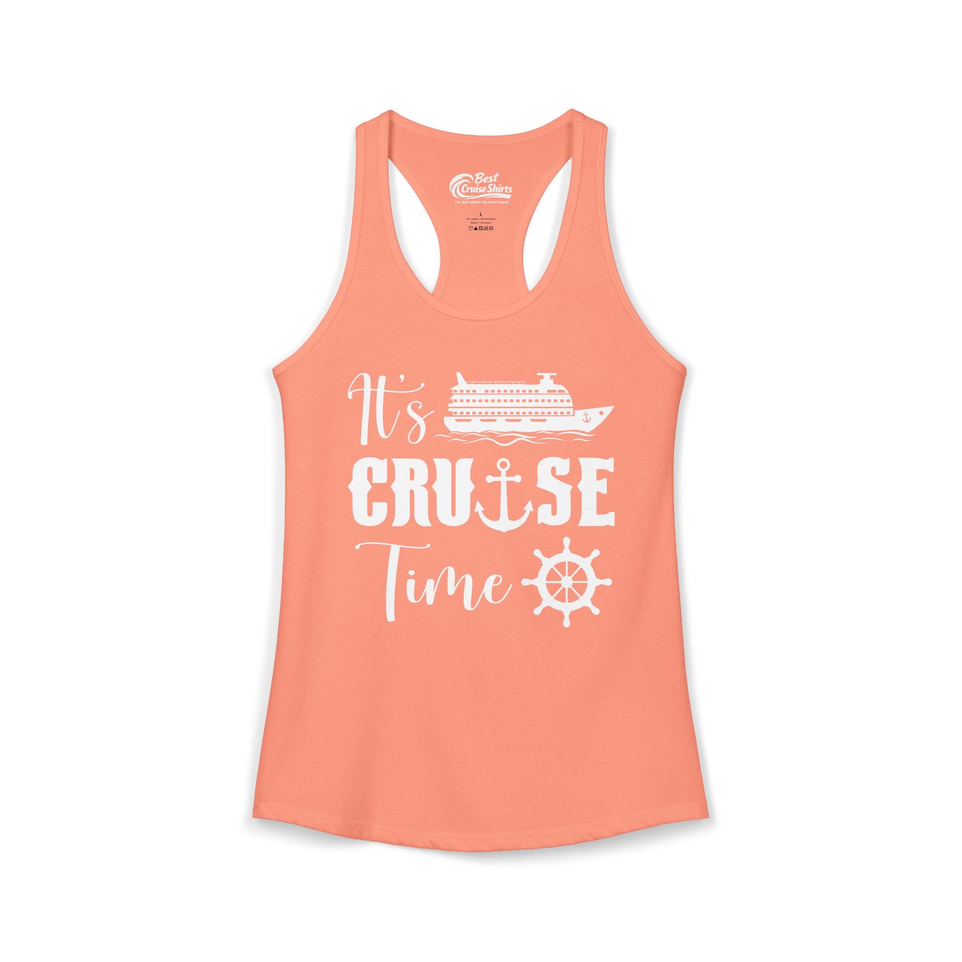 It’s Cruise Time Shirt - Nautical Ship Anchor Wheel Bold Graphic Ladies Tank - View 3 - Best Cruise Shirts