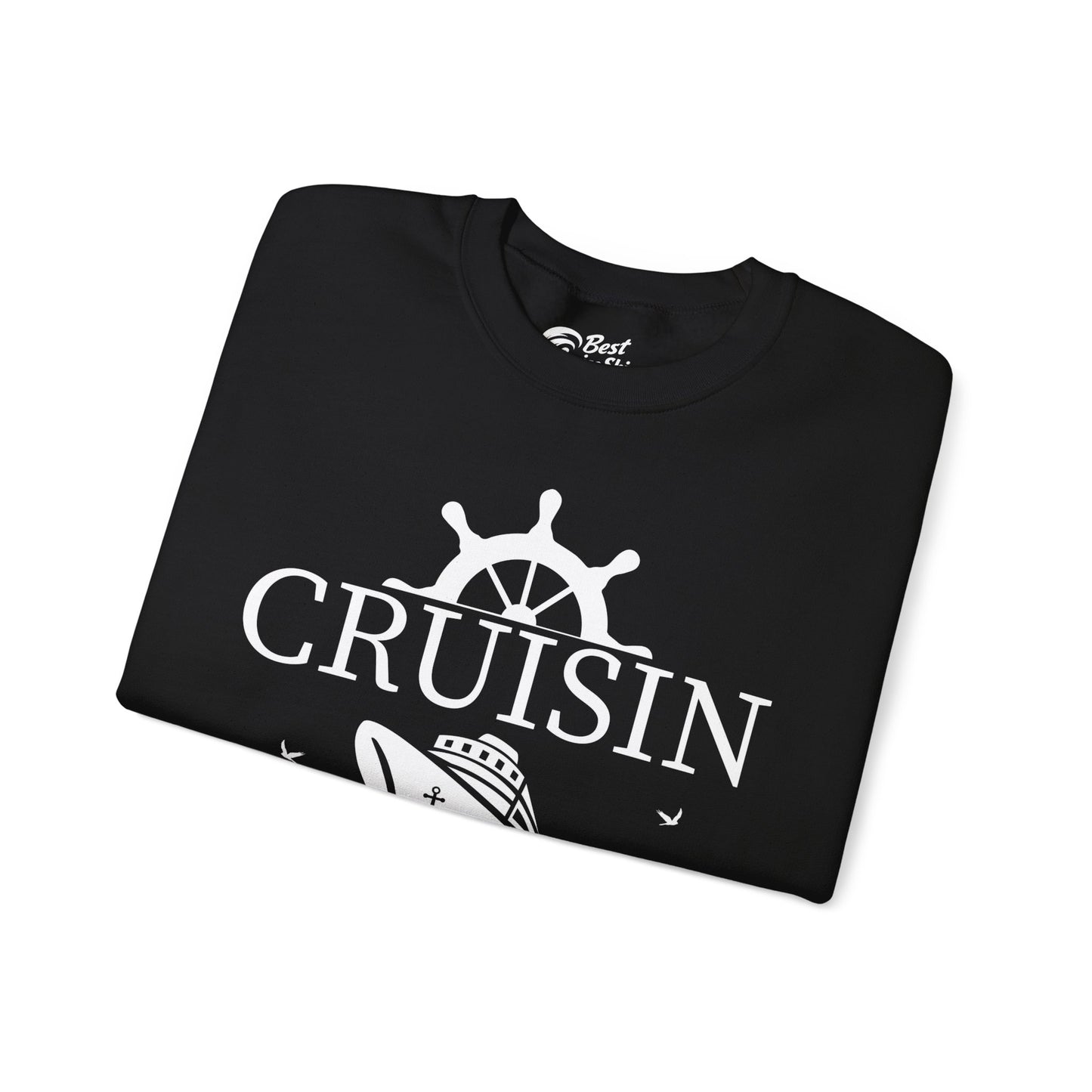Cruisin Vibes Nautical Ocean Adventure Shirt - Bold Line Art Design Sweatshirt - View 3 - Best Cruise Shirts