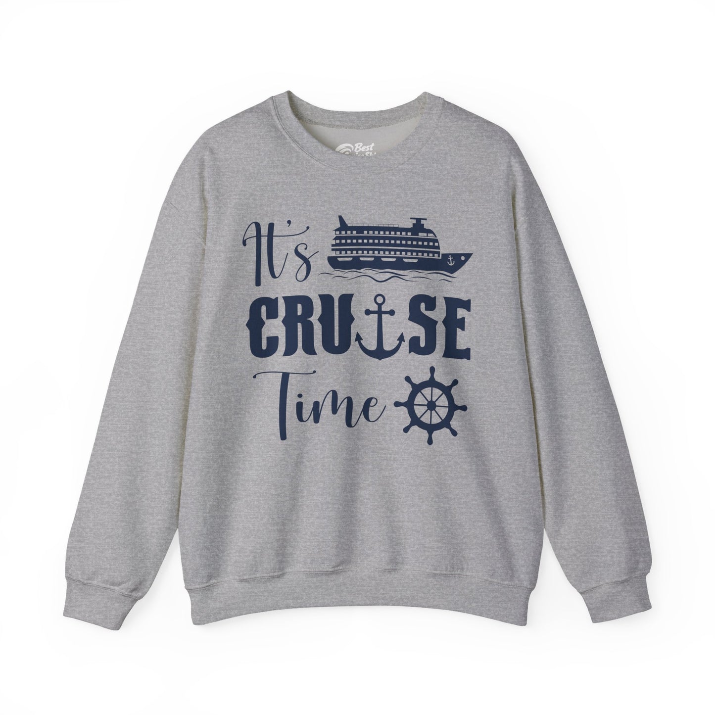 It’s Cruise Time Shirt - Nautical Ship Anchor Wheel Bold Graphic Sweatshirt - View 5 - Best Cruise Shirts