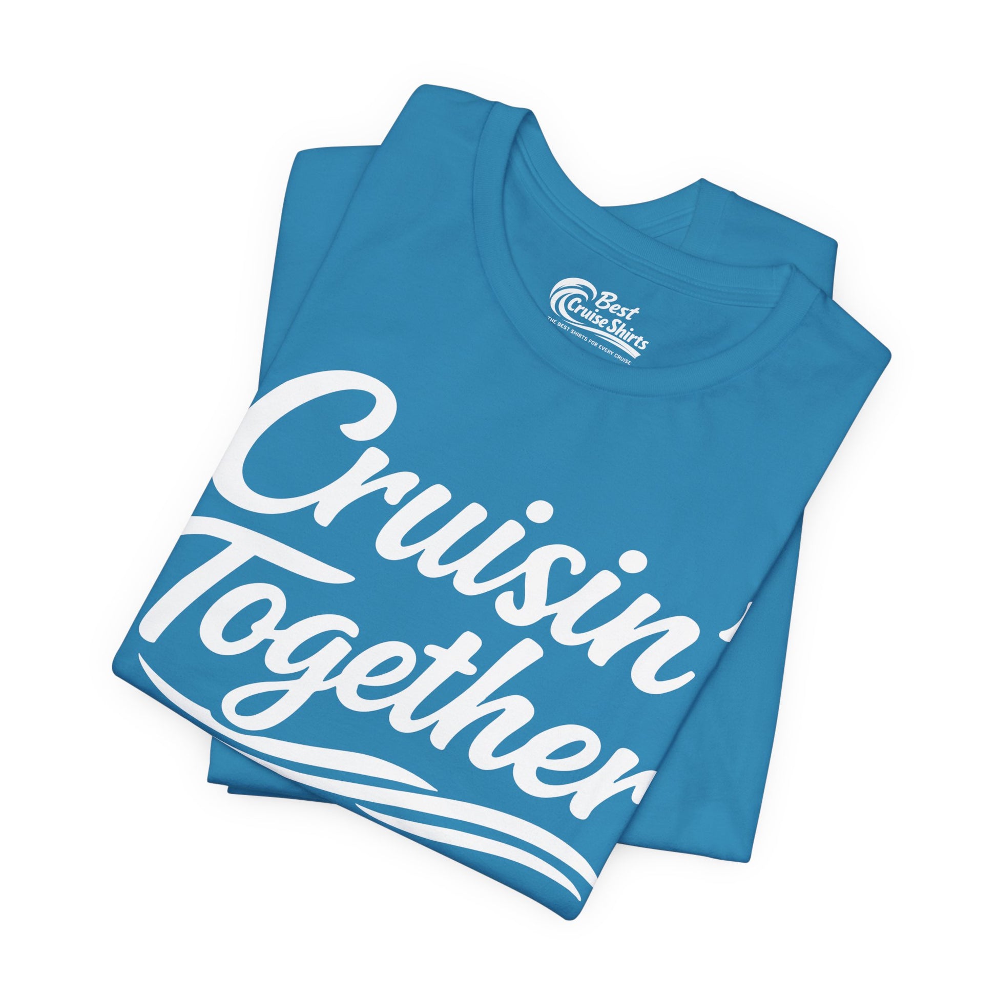Cruisin Together Group Unity Shirt with Bold Script and Wave Design Premium Tee - View 18 - Best Cruise Shirts