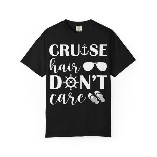 Cruise Hair Don't Care Shirt - Nautical Icons Summer Vacation Tee Comfort - Best Cruise Shirts