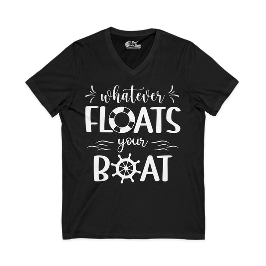 Whatever Floats Your Boat Nautical Humor Shirt With Whimsical Typography V-Neck - Best Cruise Shirts