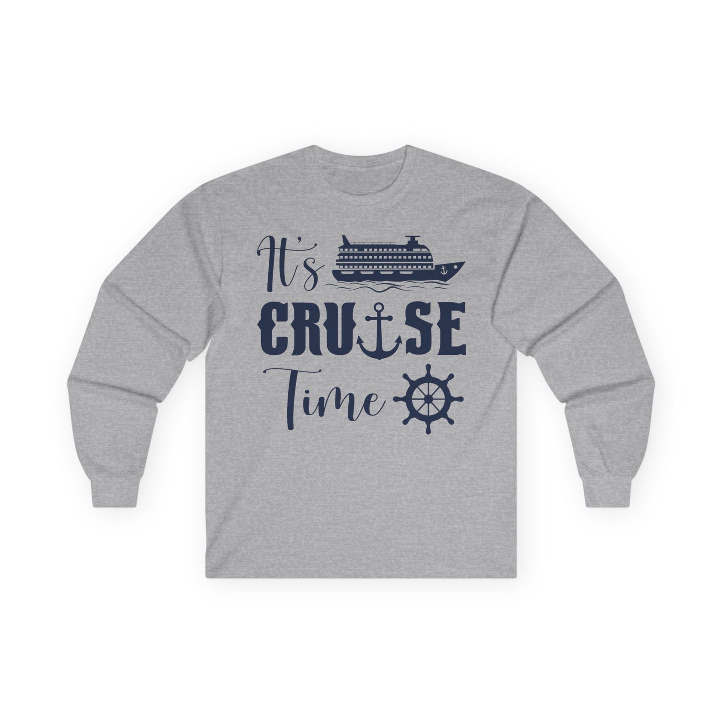 It’s Cruise Time Shirt - Nautical Ship Anchor Wheel Bold Graphic Long Sleeve - View 4 - Best Cruise Shirts