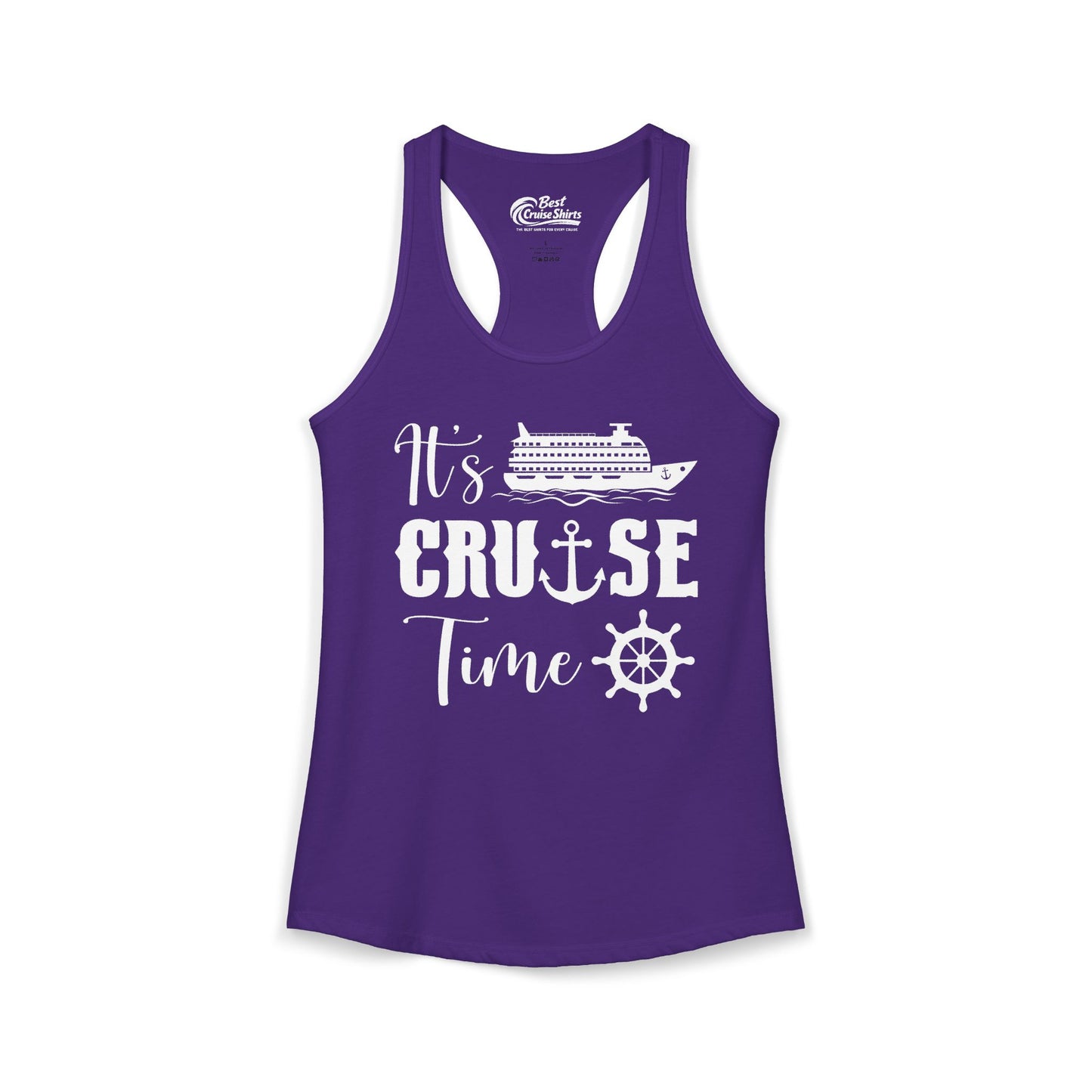 It’s Cruise Time Shirt - Nautical Ship Anchor Wheel Bold Graphic Ladies Tank - View 8 - Best Cruise Shirts