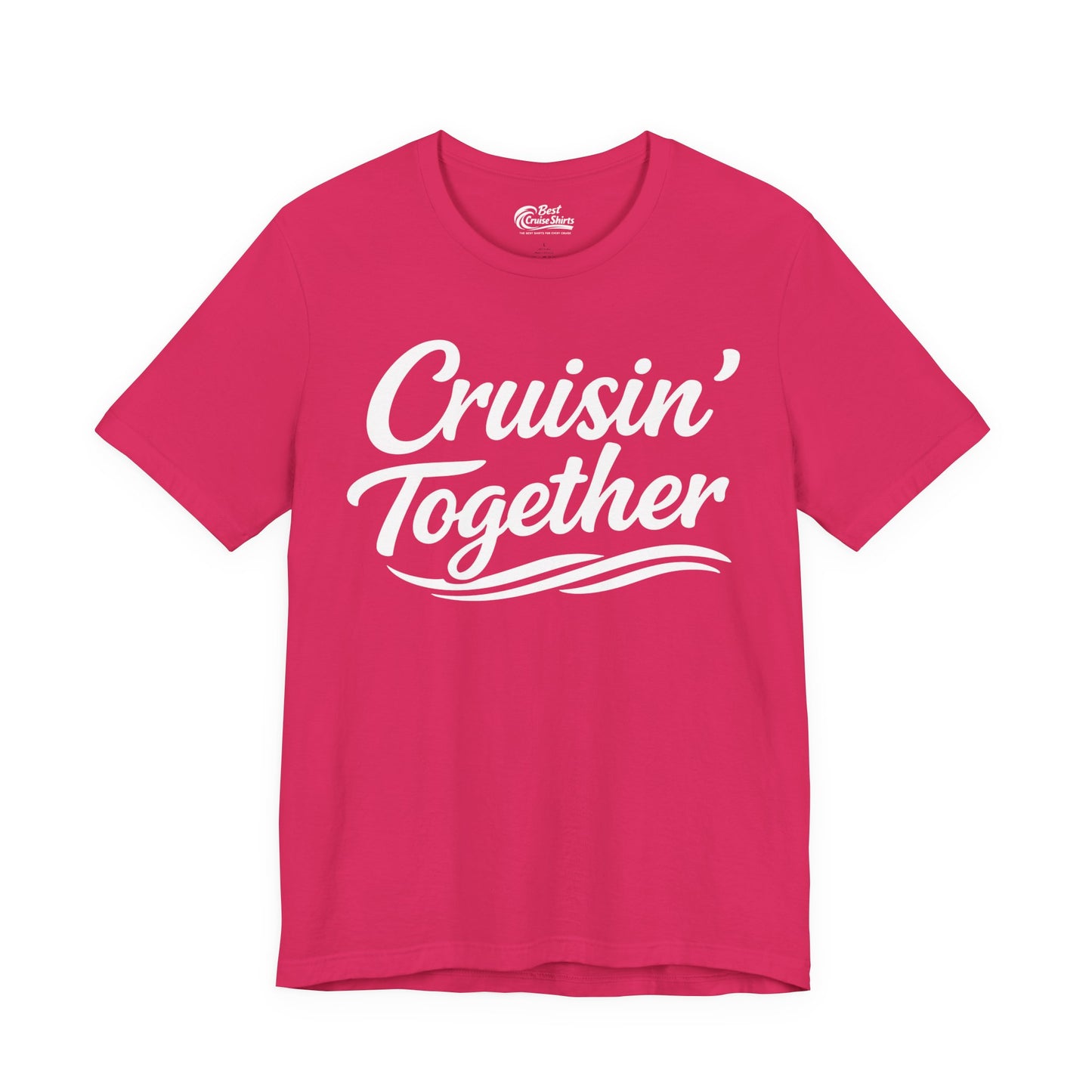 Cruisin Together Group Unity Shirt with Bold Script and Wave Design Premium Tee - View 6 - Best Cruise Shirts