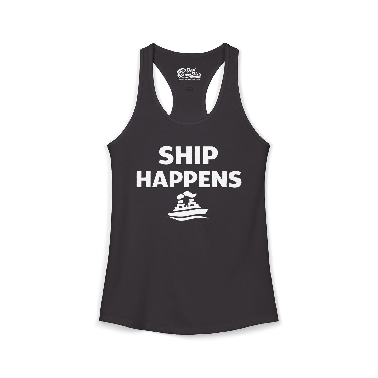 Ship Happens Shirt - Funny Cruise Ship Pun Tee With Simple Ship Graphic Ladies Tank - Best Cruise Shirts