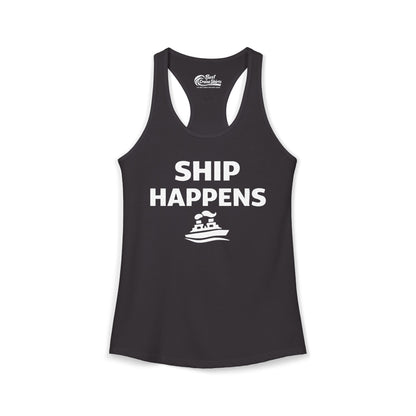 Ship Happens Shirt - Funny Cruise Ship Pun Tee With Simple Ship Graphic Ladies Tank - Best Cruise Shirts