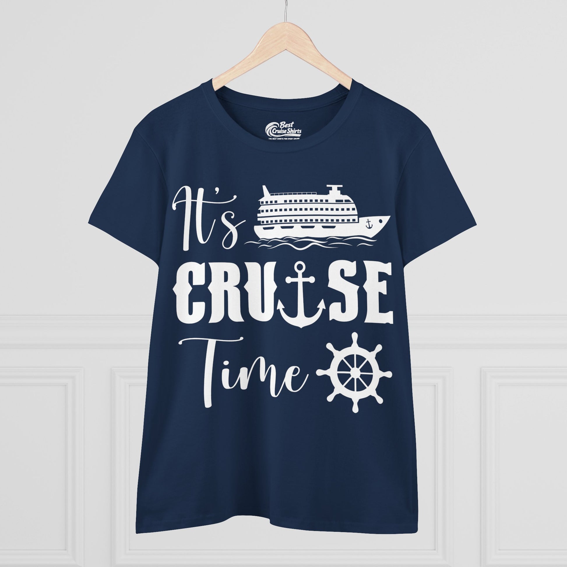 It’s Cruise Time Shirt - Nautical Ship Anchor Wheel Bold Graphic Ladies Tee - View 14 - Best Cruise Shirts