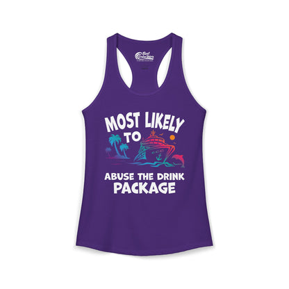 Most Likely To Abuse The Drink Package Funny Cruise Shirt Ladies Tank - View 8 - Best Cruise Shirts