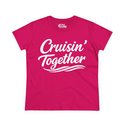 Cruisin Together Group Unity Shirt with Bold Script and Wave Design Ladies Tee - View 6 - Best Cruise Shirts