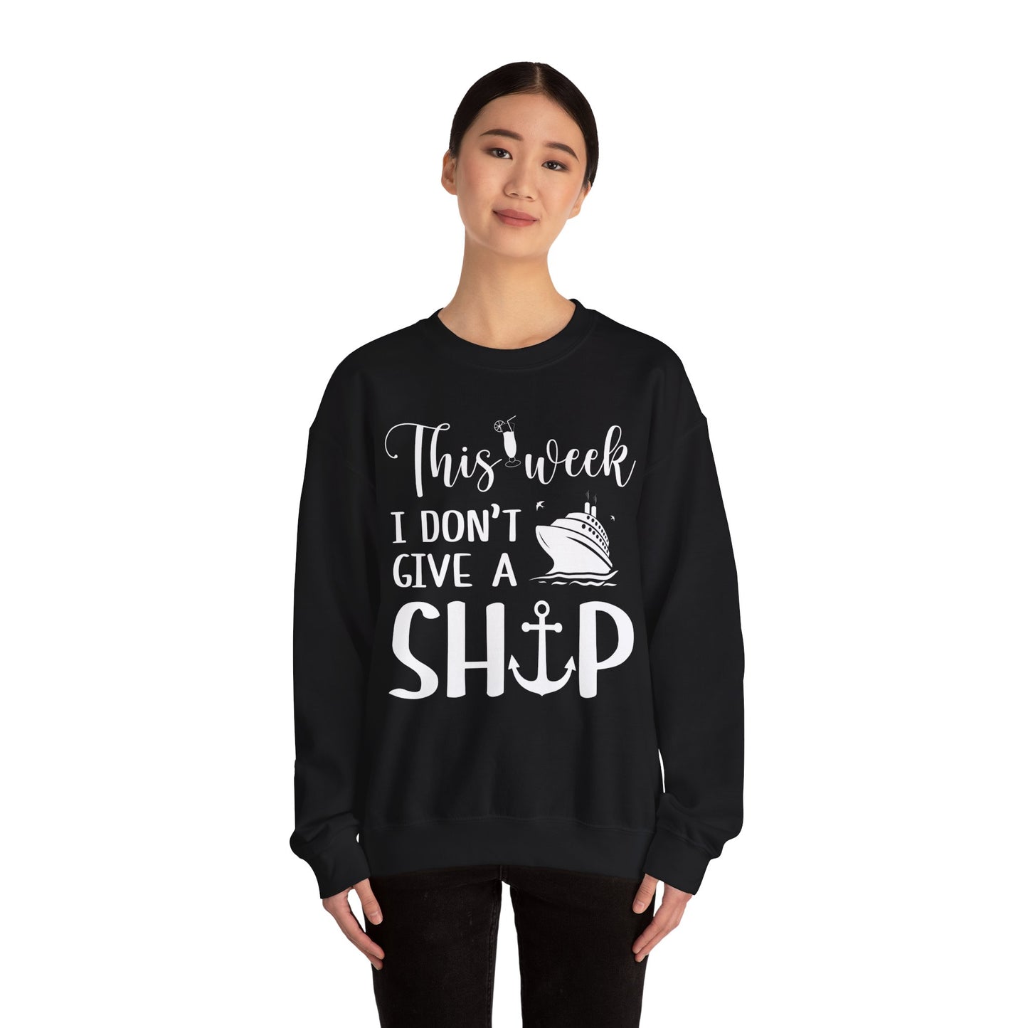This Week I Don’t Give a Ship Funny Cruise Shirt With Nautical Icons Sweatshirt - View 4 - Best Cruise Shirts