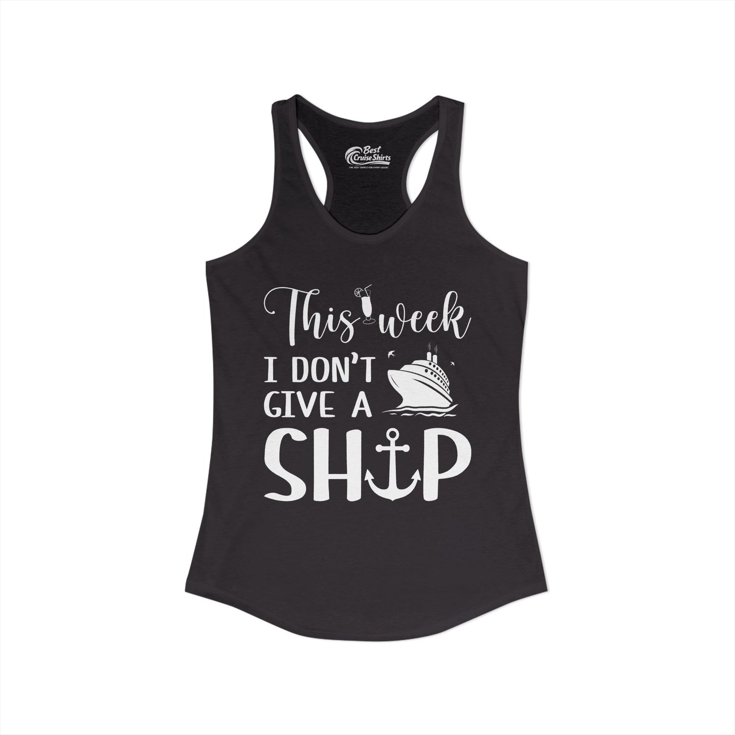 This Week I Don’t Give a Ship Funny Cruise Shirt With Nautical Icons Ladies Tank - View 2 - Best Cruise Shirts