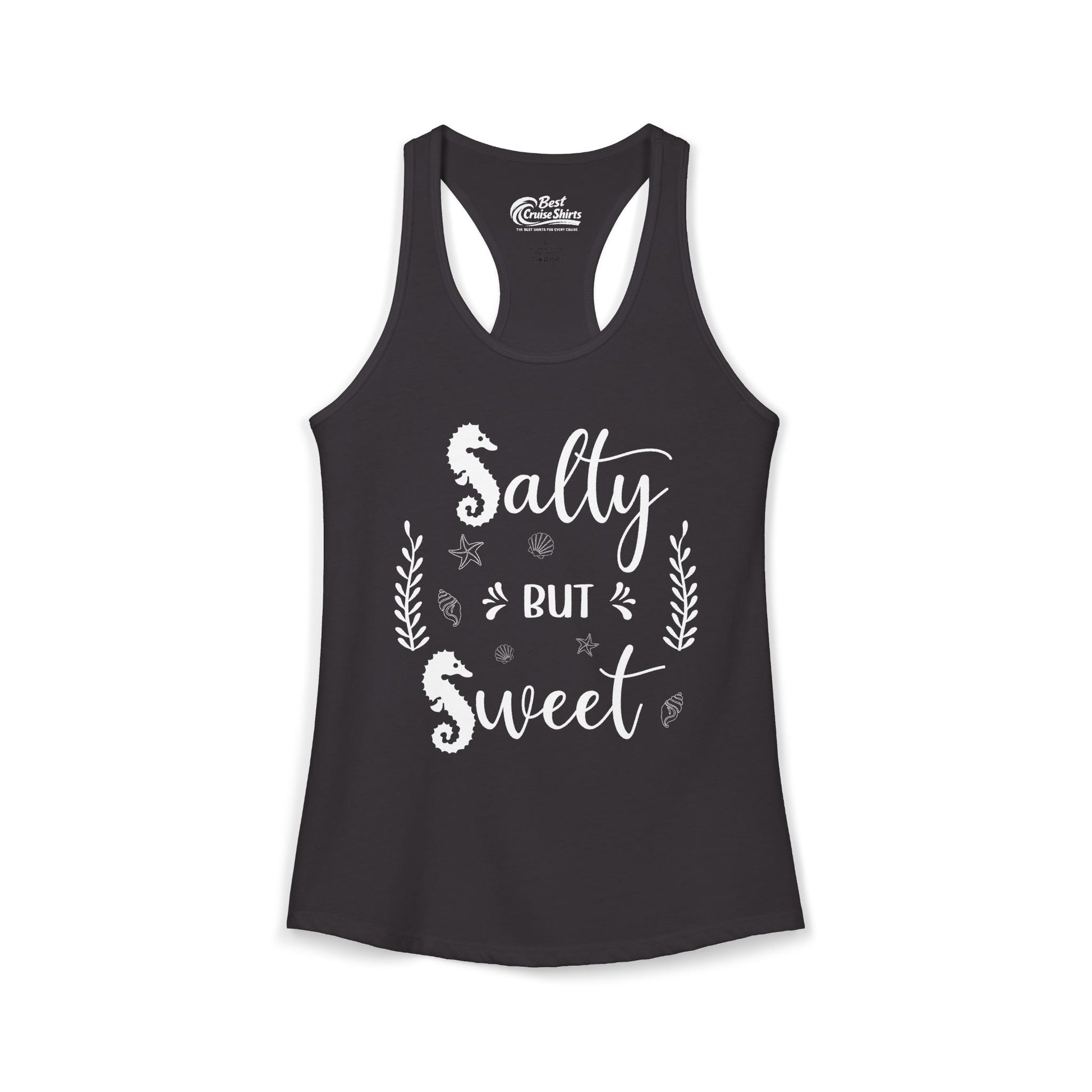 Salty But Sweet Seahorse Ocean Beach Shirt - Whimsical Summer Tee Ladies Tank - Best Cruise Shirts