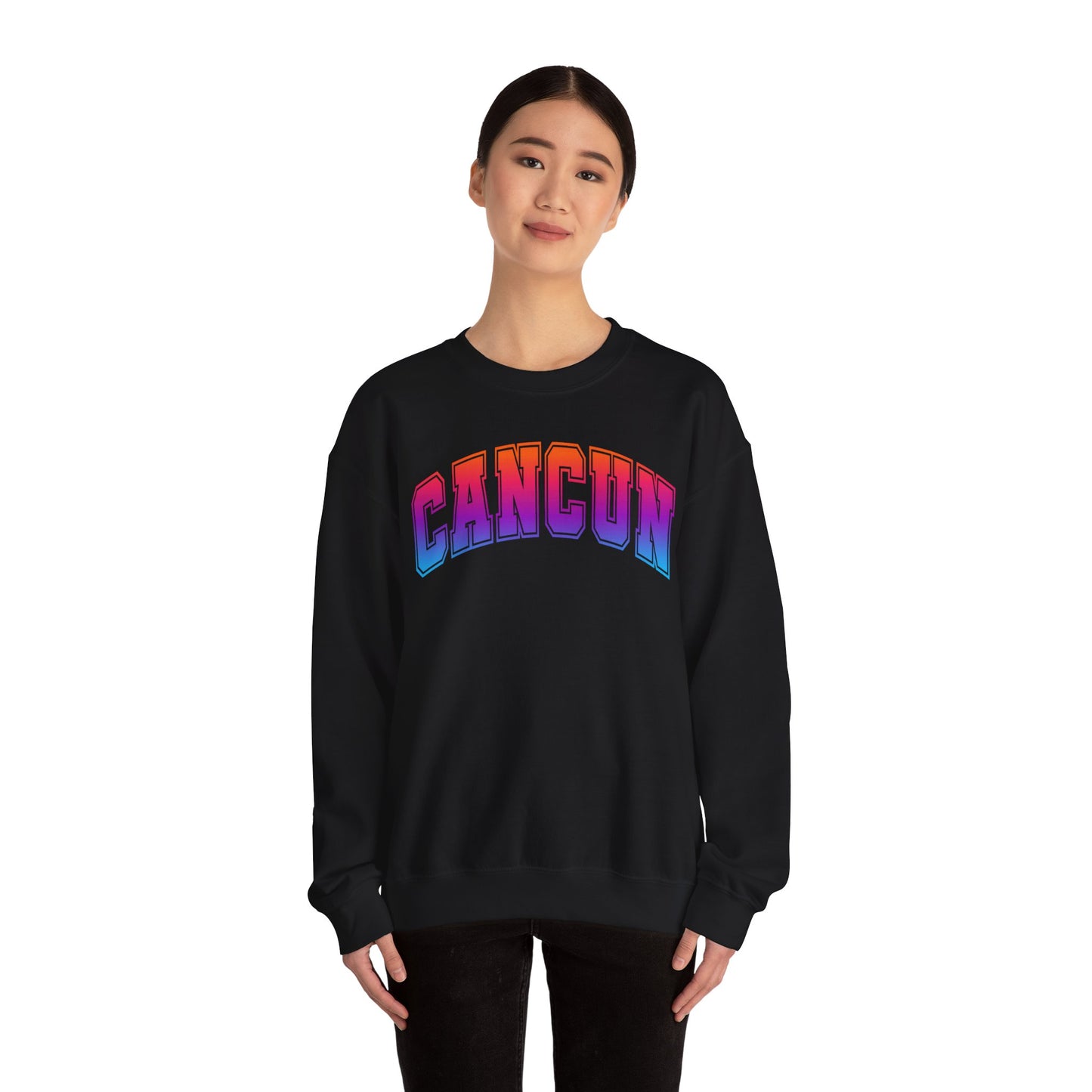 Cancun Mexico Bold Collegiate Style Shirt - Colorful Gradient Spring Break Sweatshirt - View 4 - Best Cruise Shirts