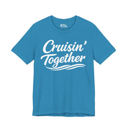 Cruisin Together Group Unity Shirt with Bold Script and Wave Design Premium Tee - View 4 - Best Cruise Shirts