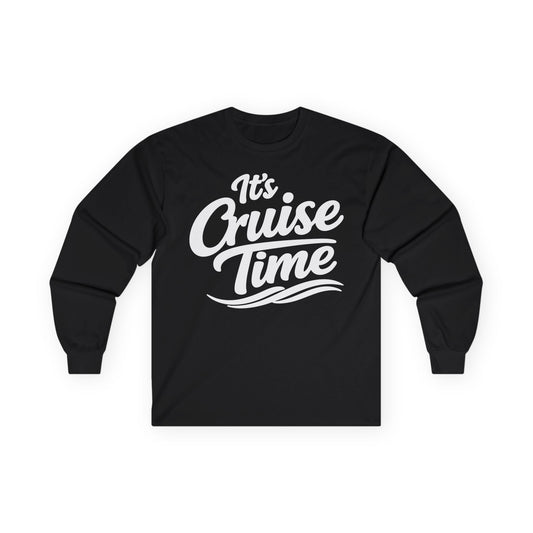 It’s Cruise Time Bold Nautical Wave Typography Cruise Shirt Long Sleeve - Best Cruise Shirts
