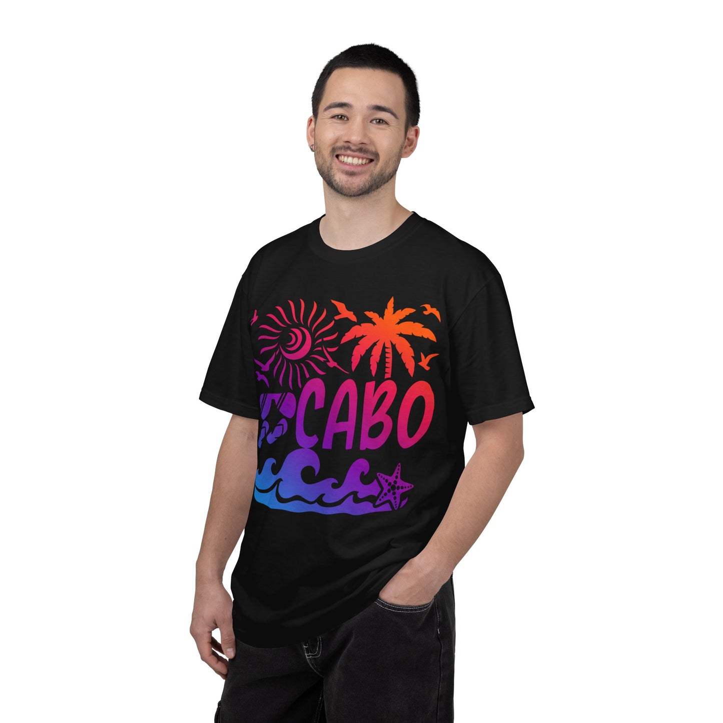 Cabo San Lucas Shirt - Tropical Sunset Palm Beach Vacation Graphic Tee Comfort - View 4 - Best Cruise Shirts