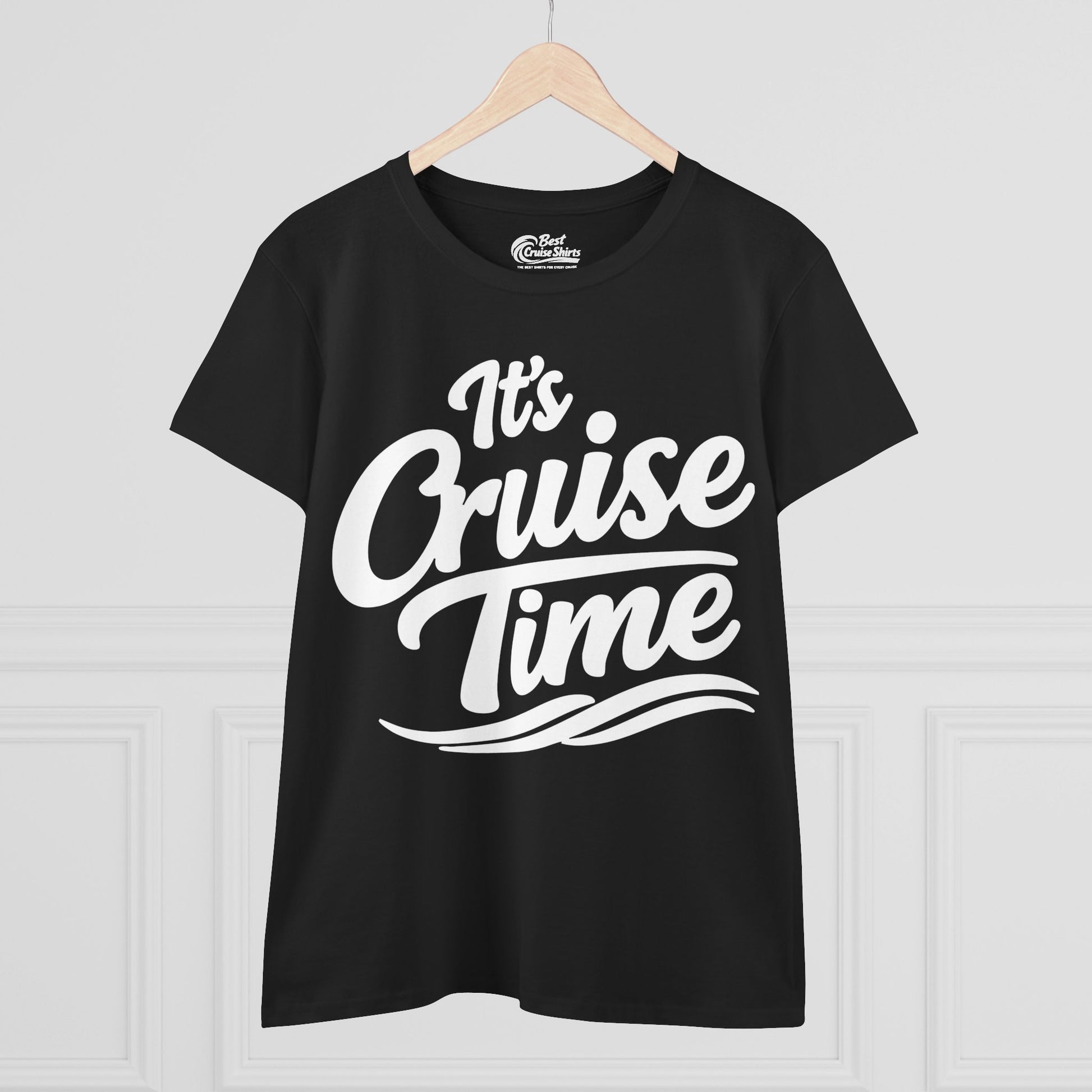 It’s Cruise Time Bold Nautical Wave Typography Cruise Shirt Ladies Tee - View 3 - Best Cruise Shirts