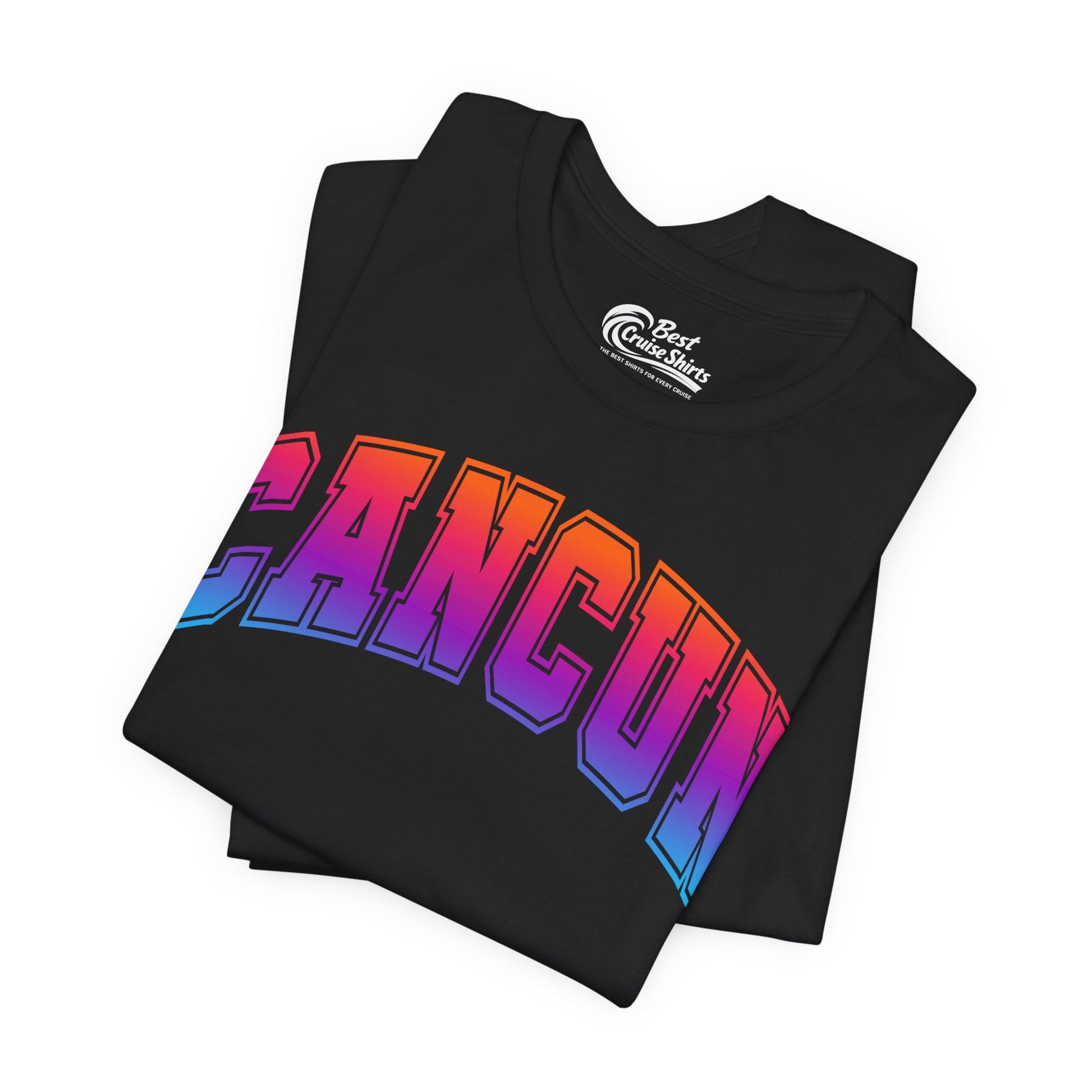 Cancun Mexico Bold Collegiate Style Shirt - Colorful Gradient Spring Break Premium Tee - View 3 - Best Cruise Shirts