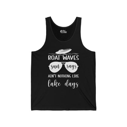 Boat Waves Sun Rays Lake Days Summer Lake Life Shirt — Tank Top