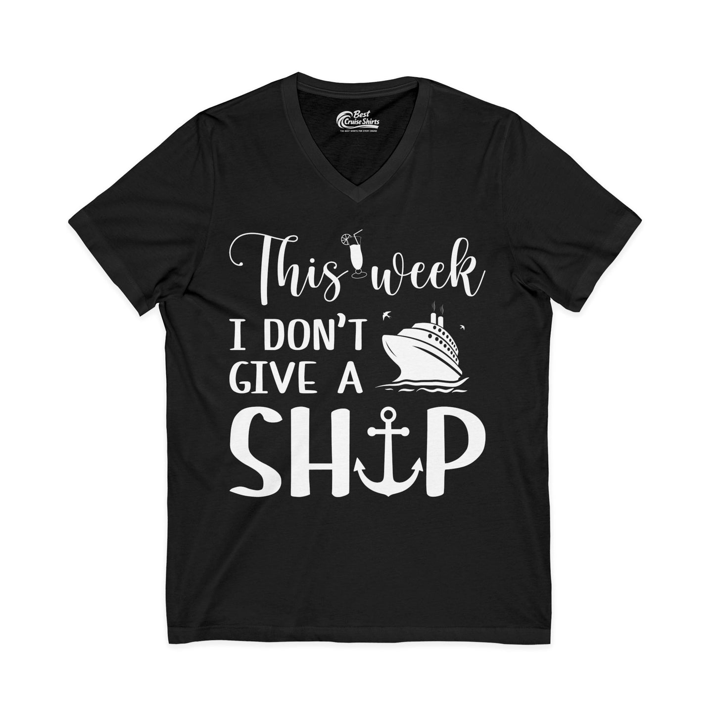 This Week I Don’t Give a Ship Funny Cruise Shirt With Nautical Icons V-Neck - Best Cruise Shirts