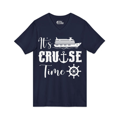 It’s Cruise Time Shirt - Nautical Ship Anchor Wheel Bold Graphic V-Neck - View 23 - Best Cruise Shirts