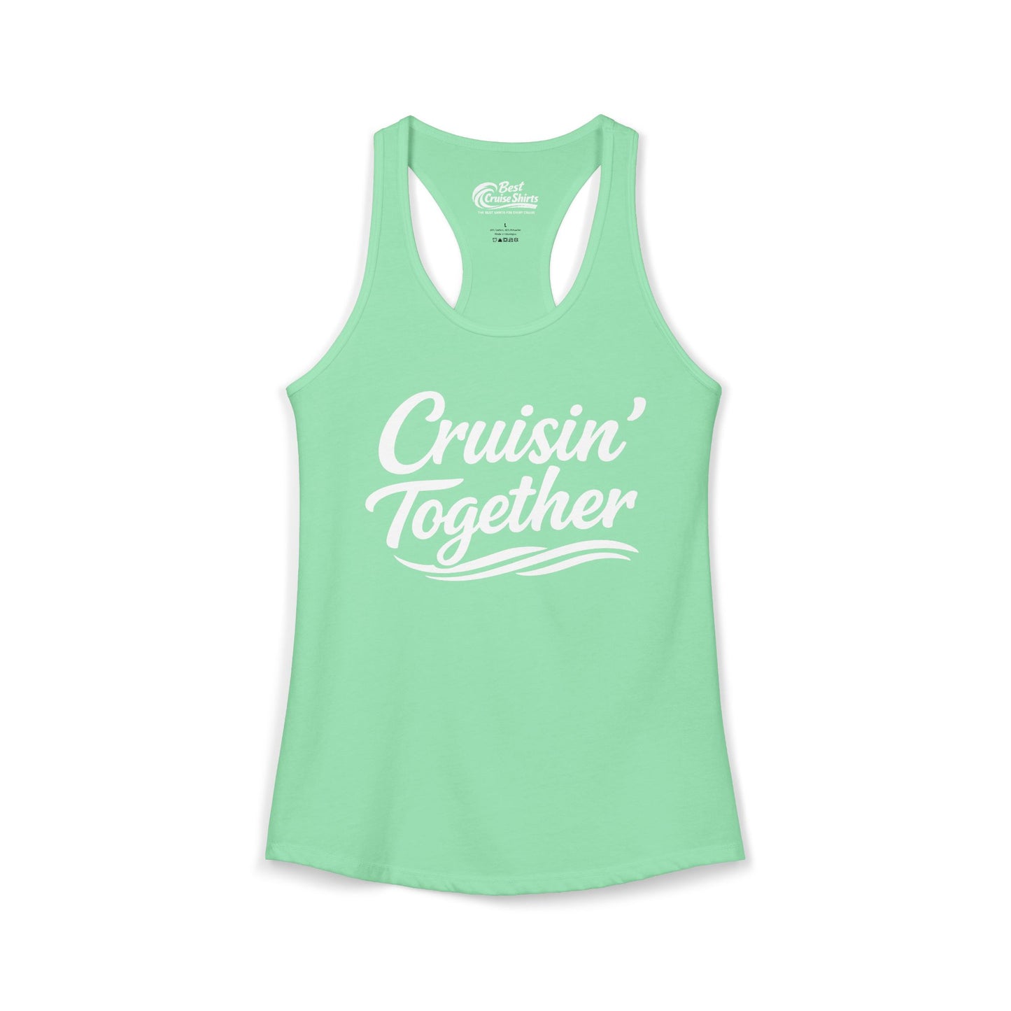 Cruisin Together Group Unity Shirt with Bold Script and Wave Design Ladies Tank - Best Cruise Shirts