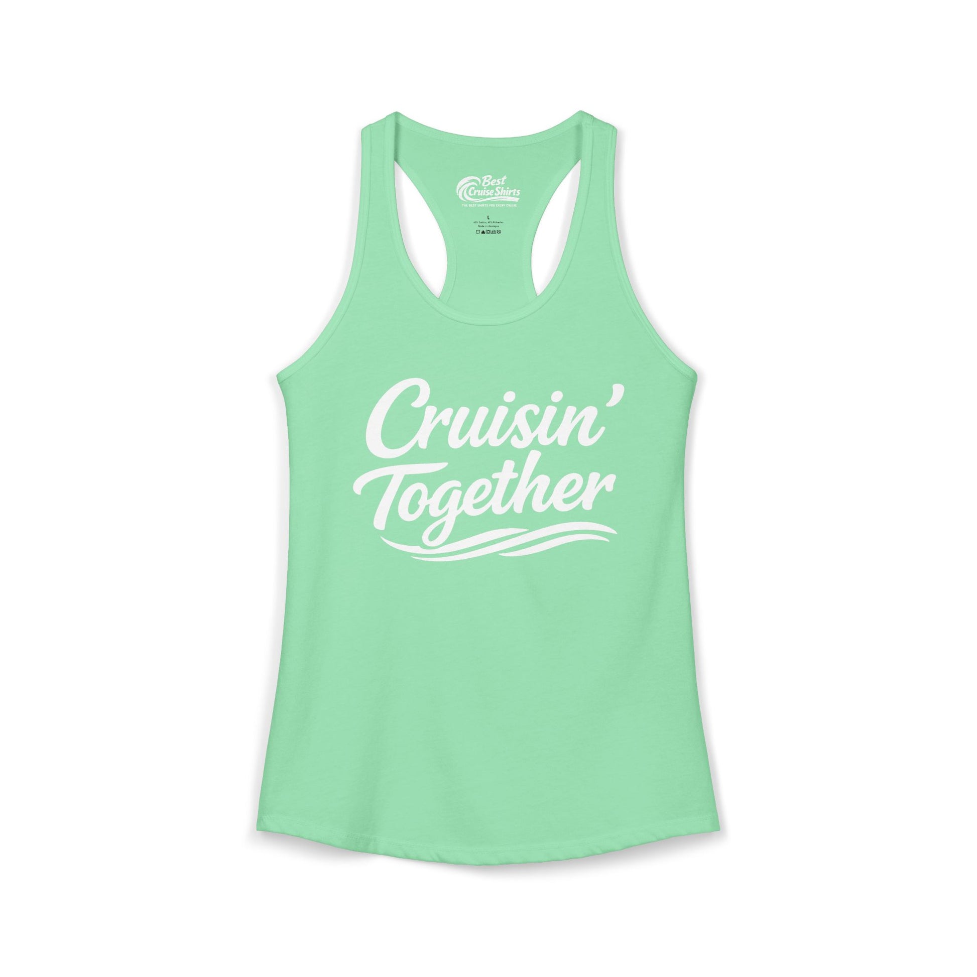 Cruisin Together Group Unity Shirt with Bold Script and Wave Design Ladies Tank - Best Cruise Shirts